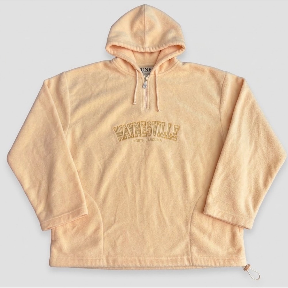 VTG Exist Fleece Hoodie Waynesville North Carolina 1/4 zip sz M Sweatshirt Cabin